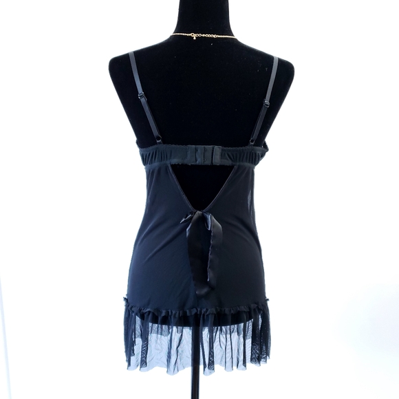 Lingerie Floral Lace Top Ruffle Sheer Built in Bra - Picture 3 of 3